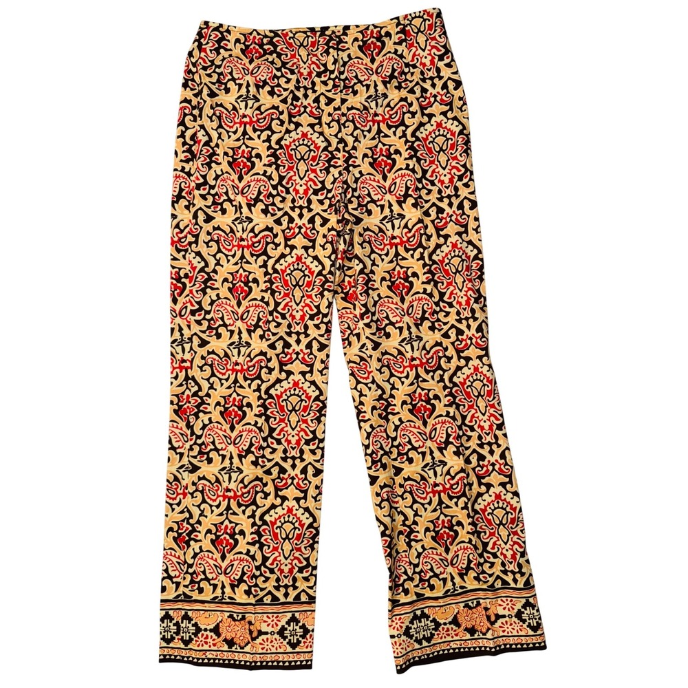 HAROLDS Womens Pants Size 4 Paisley Print Straight Leg Tan Brown Casual